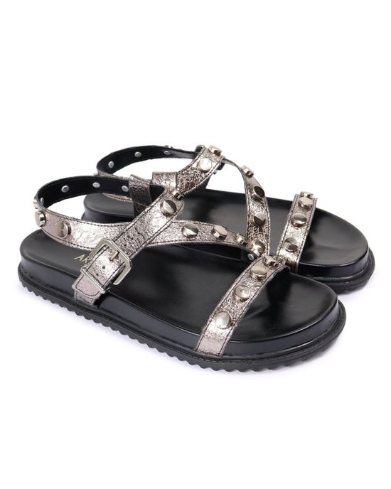 Sandalia Papete Sola Baixa Mariana Prata Velho - Arietto