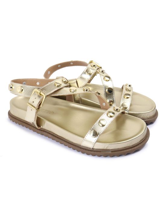 Sandalia Papete Sola Baixa Mariana Dourada - Arietto