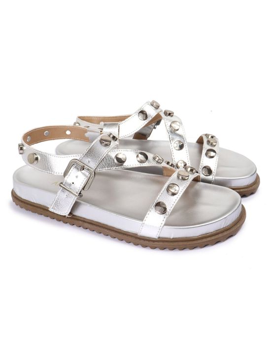 Sandalia Papete Sola Baixa Mariana Prata - Arietto