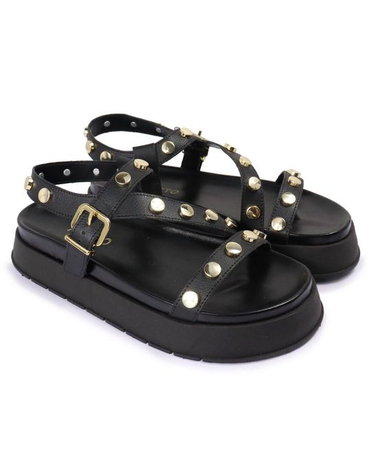 Sandalia Papete Sola Alta Mariana Preta - Arietto