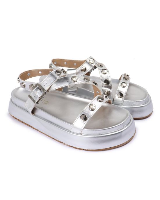 Sandalia Papete Sola Alta Mariana Prata - Arietto