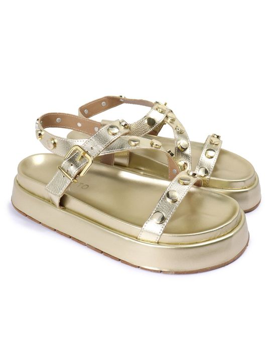 Sandalia Papete Sola Alta Mariana Dourada - Arietto