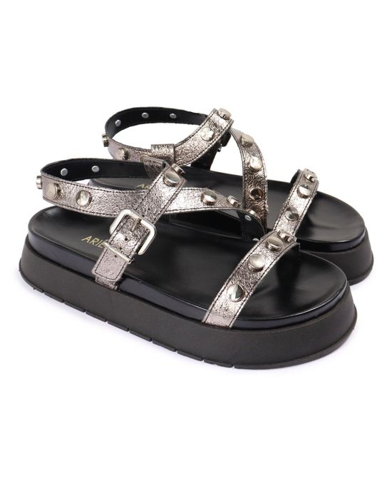 Sandalia Papete Sola Alta Mariana Prata Velho - Arietto