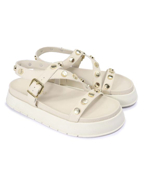 Sandalia Papete Sola Alta Mariana Off White - Arietto