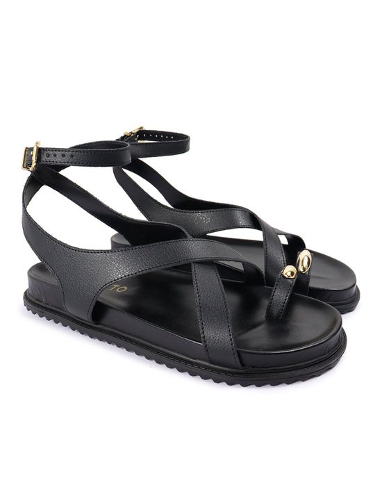 Sandalia Papete Sola Baixa Erika Preto - Arietto