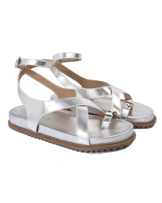 Sandalia Papete Sola Baixa Erika Prata - Arietto