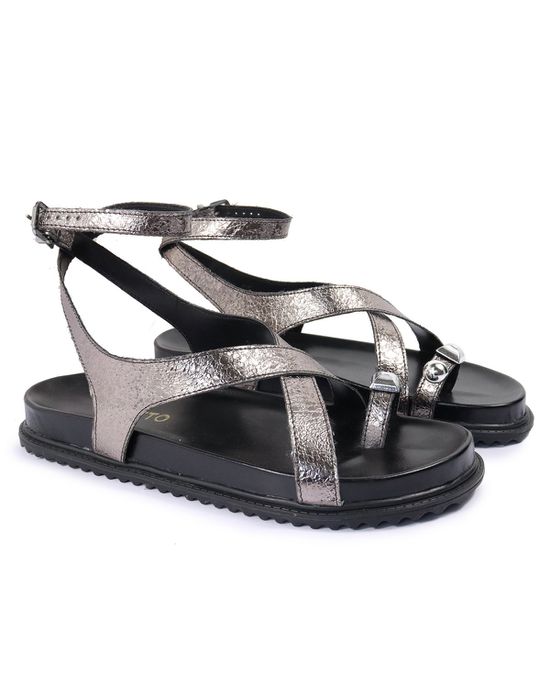 Sandalia Papete Sola Baixa Erika Prata Velho - Arietto