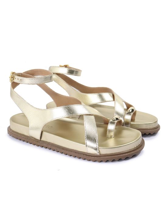 Sandalia Papete Sola Baixa Erika Dourada - Arietto