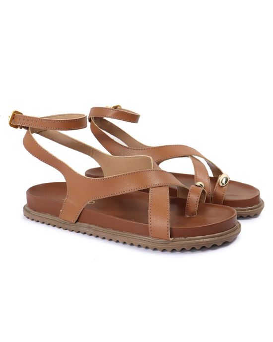 Sandalia Papete Sola Baixa Erika Caramelo - Arietto