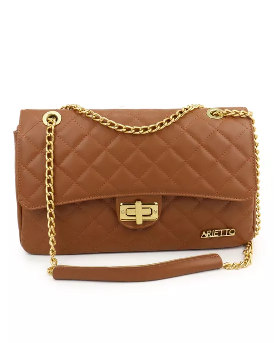 Bolsa Média Com Alça de Corrente Manu Caramelo - Arietto