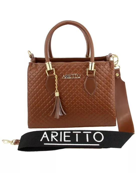 Bolsa Baú Média Matelassê Caramelo - Arietto