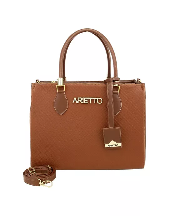 Bolsa Baú Grande Trançada - Caramelo - Arietto