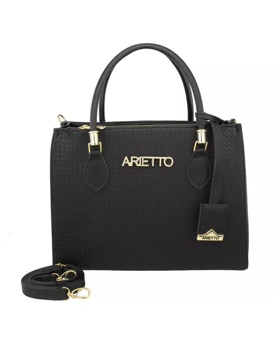 Bolsa Baú Grande Trançada - Preta - Arietto