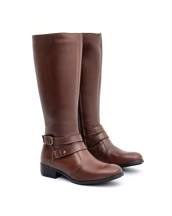 Bota Feminina em Couro Montaria Cano Longo Detalhe... - Arietto