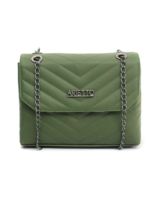 Bolsa Jade Com Alça de Corrente e Repartições Verd... - Arietto