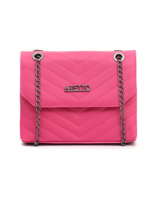 Bolsa Jade Com Alça de Corrente e Repartições Rosa... - Arietto