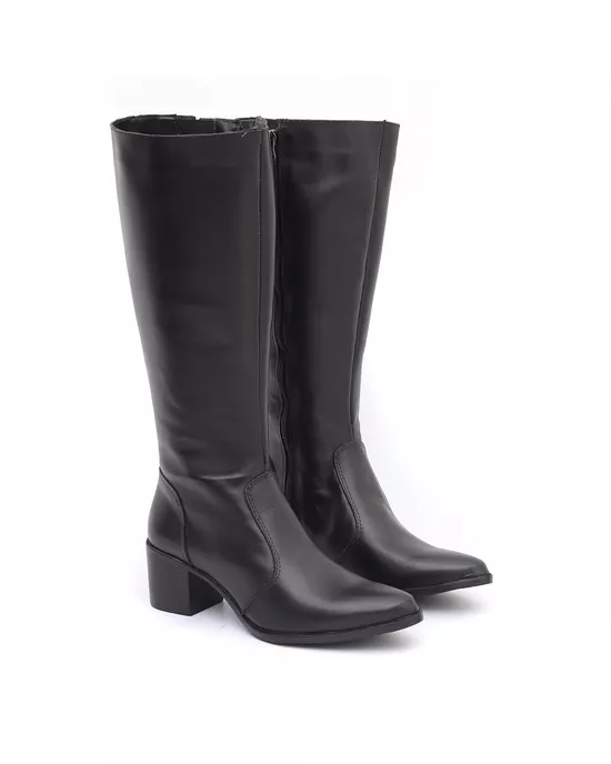 Bota Em Couro Montaria Cano Longo Bico Fino Preta - Arietto