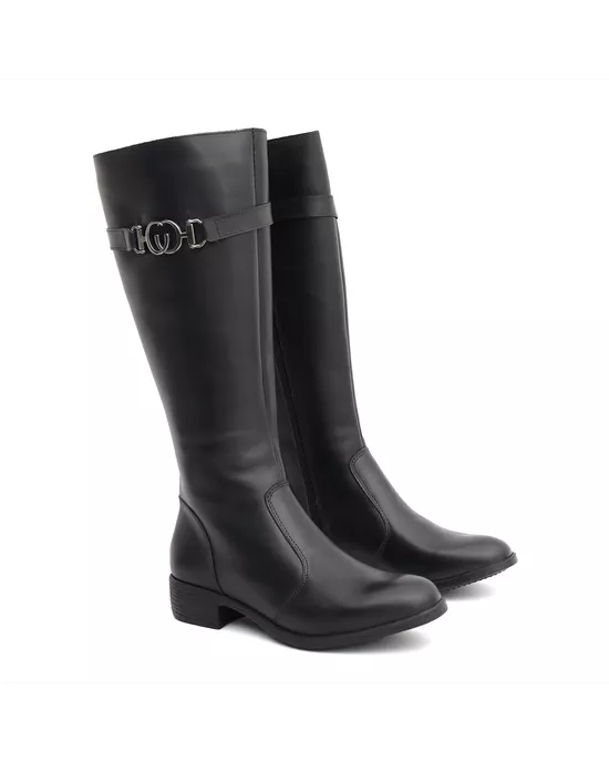 Bota Feminina em Couro Montaria Cano Longo Detalhe... - Arietto