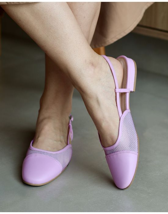 SLINGBACK NANDA LILÁS COM TELA