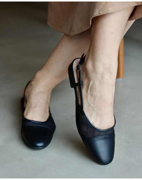 SLINGBACK NANDA PRETA COM TELA