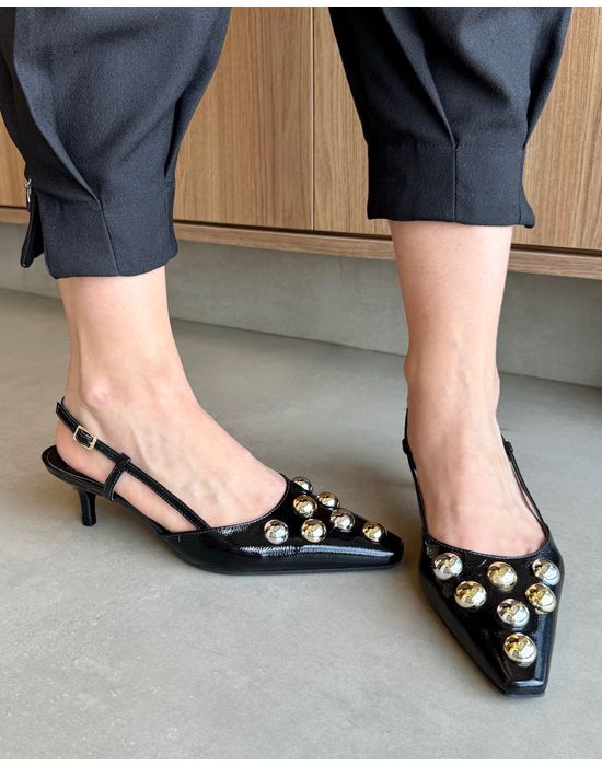 SCARPIN SLINGBACK SILVIA COURO VERNIZ PRETO