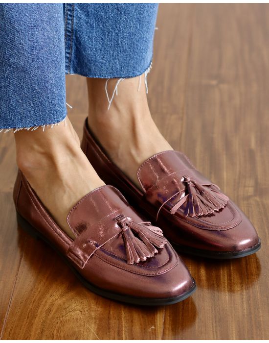MOCASSIM PIETRA COURO METALIZADO VINHO