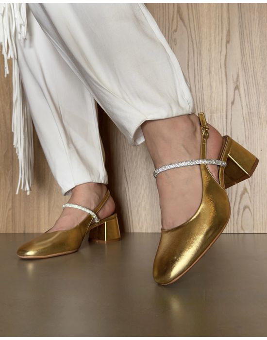 Scarpin dourado com brilho on sale