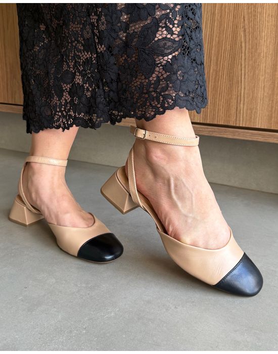 SAPATO CECÍLIA COURO BEGE E PRETo