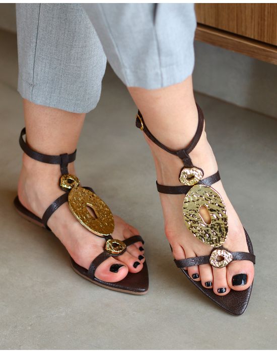 RASTEIRA LAYSA MARROM COM DOURADO