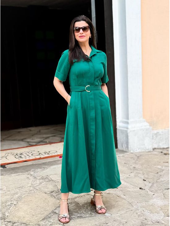 Vestido Chiara Lyocell Verde Esmeralda - Emilia Shop BR