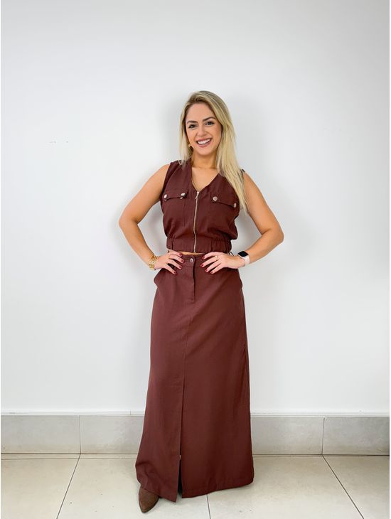 CONJUNTO EM ALFAIATRIA MARROM - Le Fancy store