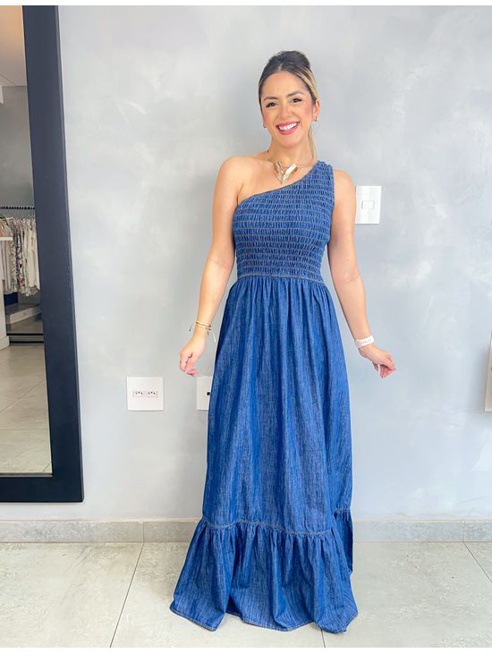 VESTIDO JEANS LASTEX NULA MANGA - Le Fancy store