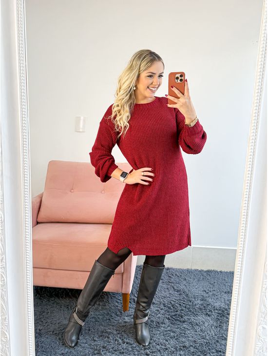 VESTIDO TRICO MARSALA - Le Fancy store