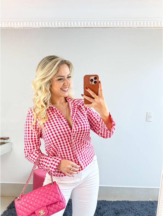 CAMISA XADREZ ROSA E BRANCA - Le Fancy store