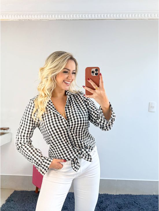 CAMISA XADREZ PRETA E BRANCA - Le Fancy store