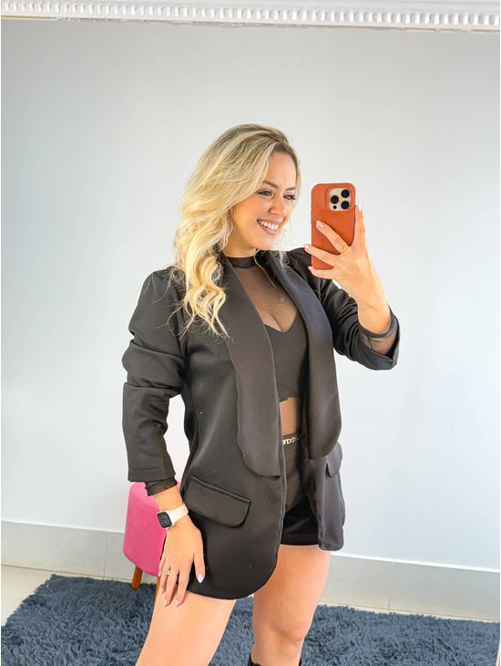 blazer alfaiataria preto - Le Fancy store