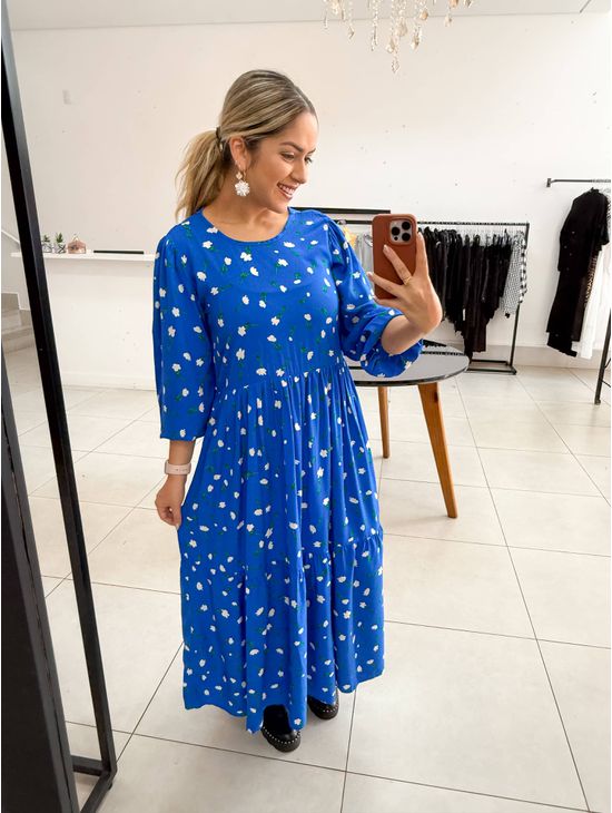 VESTIDO ZARA AZUL FLORAL - Le Fancy store