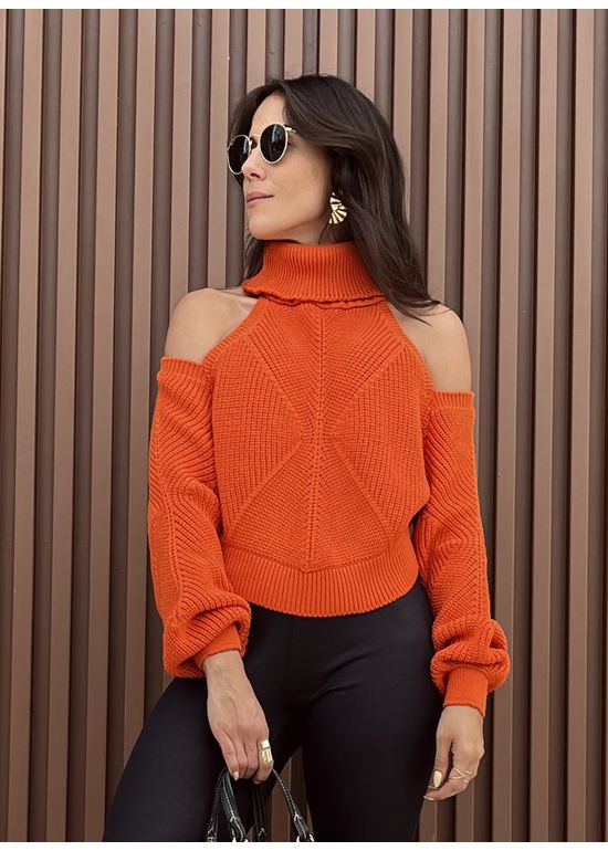 Blusa Recorte Ombro Laranja