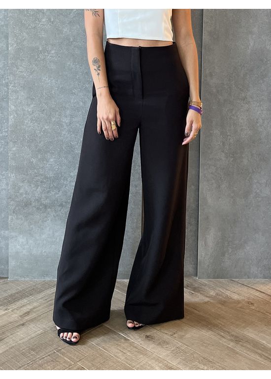 Calça Pantalona Minimal Preta