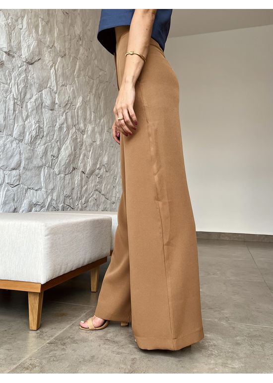 Calça Pantalona Minimal Marrom Claro