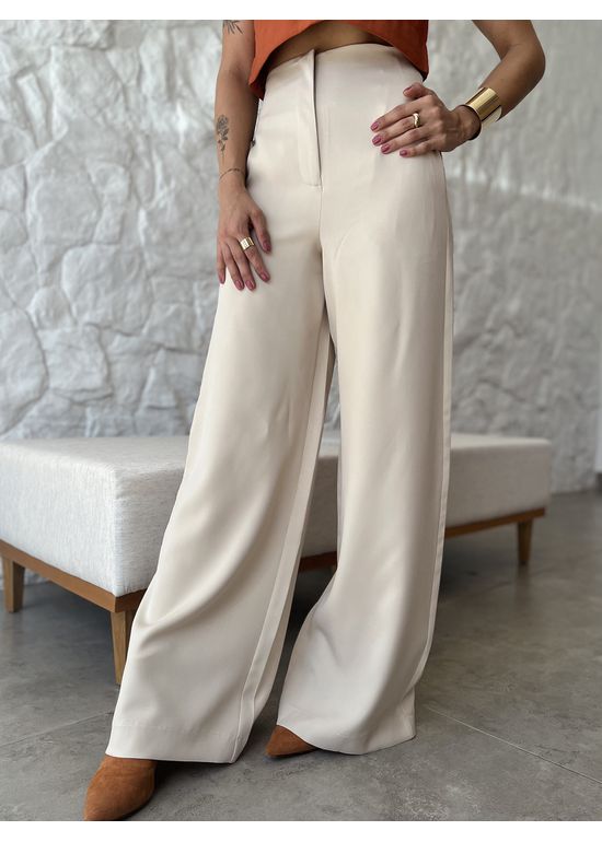 Calça Pantalona Minimal Creme