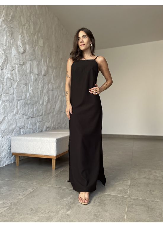 Vestido Longo Reto Preto