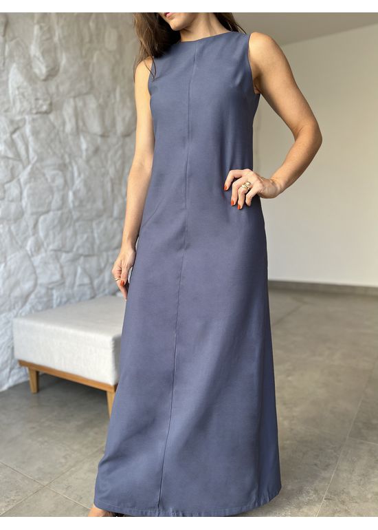 Vestido Longo Minimal Azul Índigo