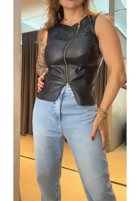 Blusa Ajustada Lisa Com Ziper Frontal 126016 Charr... - USE MV ESSENCE