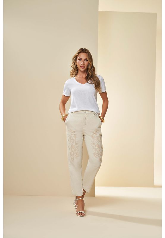 Blusa Basica Gola V Doce Trama 103956 Branco - USE MV ESSENCE