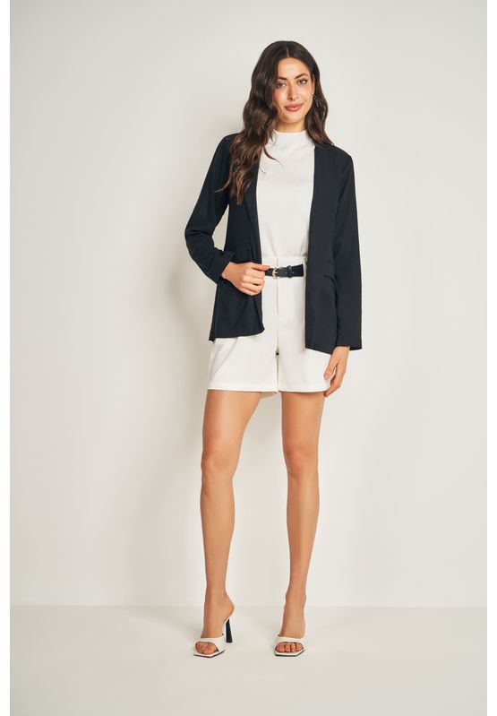 Blazer Linho Alfaiataria Doce Trama 104658 Preto - USE MV ESSENCE