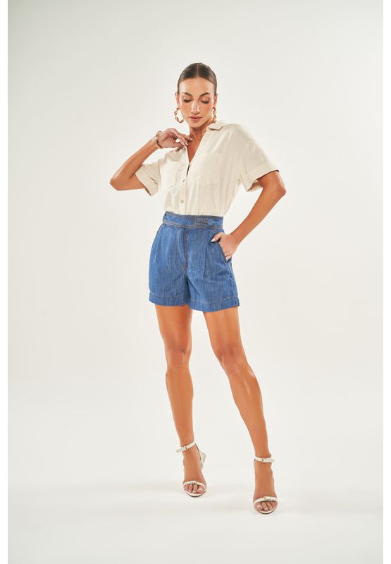 Camisa Cropped Em Linho Doce Trama 105138 Cru - USE MV ESSENCE