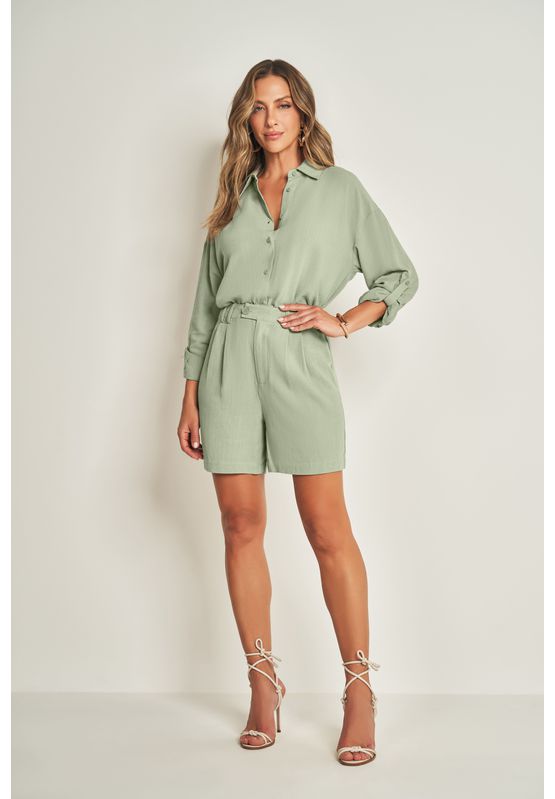 Camisa Linho Doce Trama 105170 Verde Mate - USE MV ESSENCE