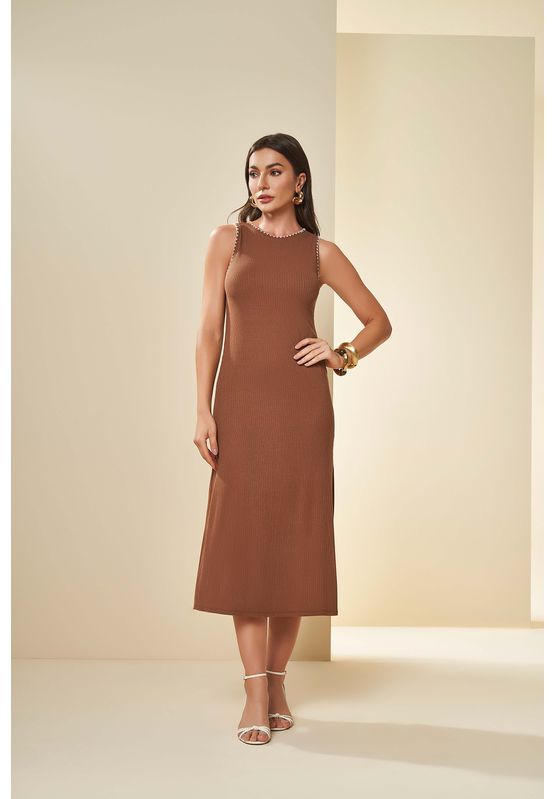 Vestido Cacau Doce Trama 105418 Marrom Claro - USE MV ESSENCE