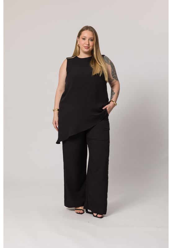 Blusa Assimetrica Doce Trama 105541 Preto - USE MV ESSENCE